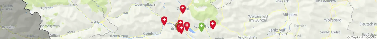 Kartenansicht für Apotheken-Notdienste in der Nähe von Gmünd in Kärnten (Spittal an der Drau, Kärnten)